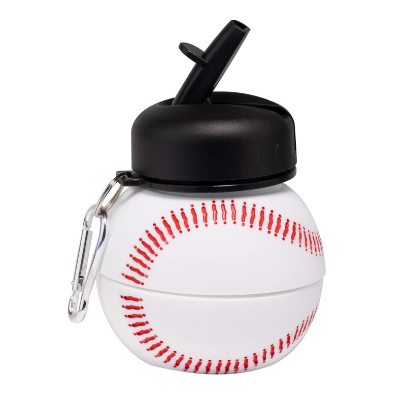 Maccabi Art Clip-On Collapsible BPA-Free Silicone Baseball Water Bottle for Kids, 18 Oz. Size - Image 3